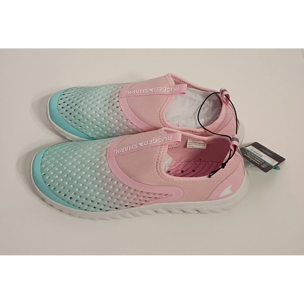 Women's Size 5 Rugged Shark Water Shoes Pink Teal Pretty‎ Water Shoes NWT